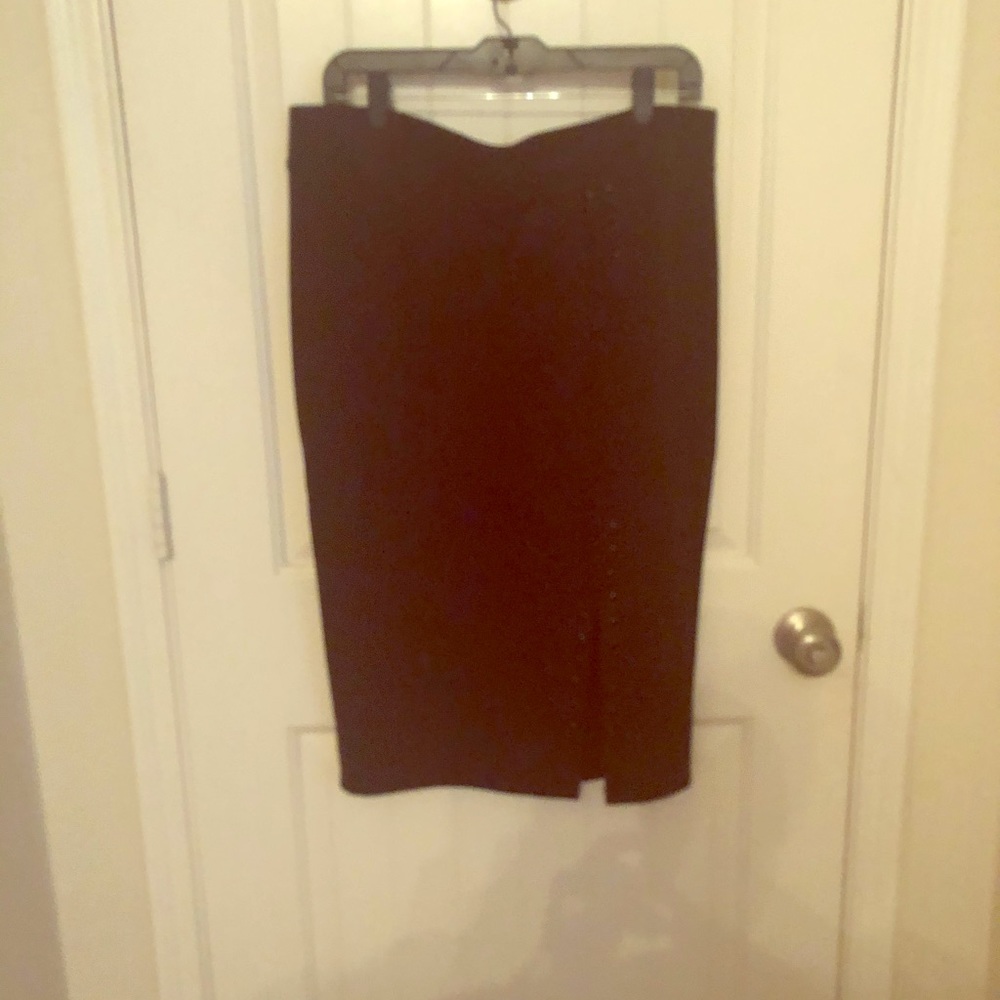 Straight Black Skirt w/Slit